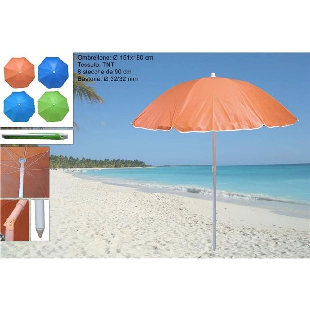 Trade Shop - Ombrellone Mare Spiaggia In Tnt ø151x180cm Con Snodo 8 Stecche Da 90cm 4 Colori 631942a -