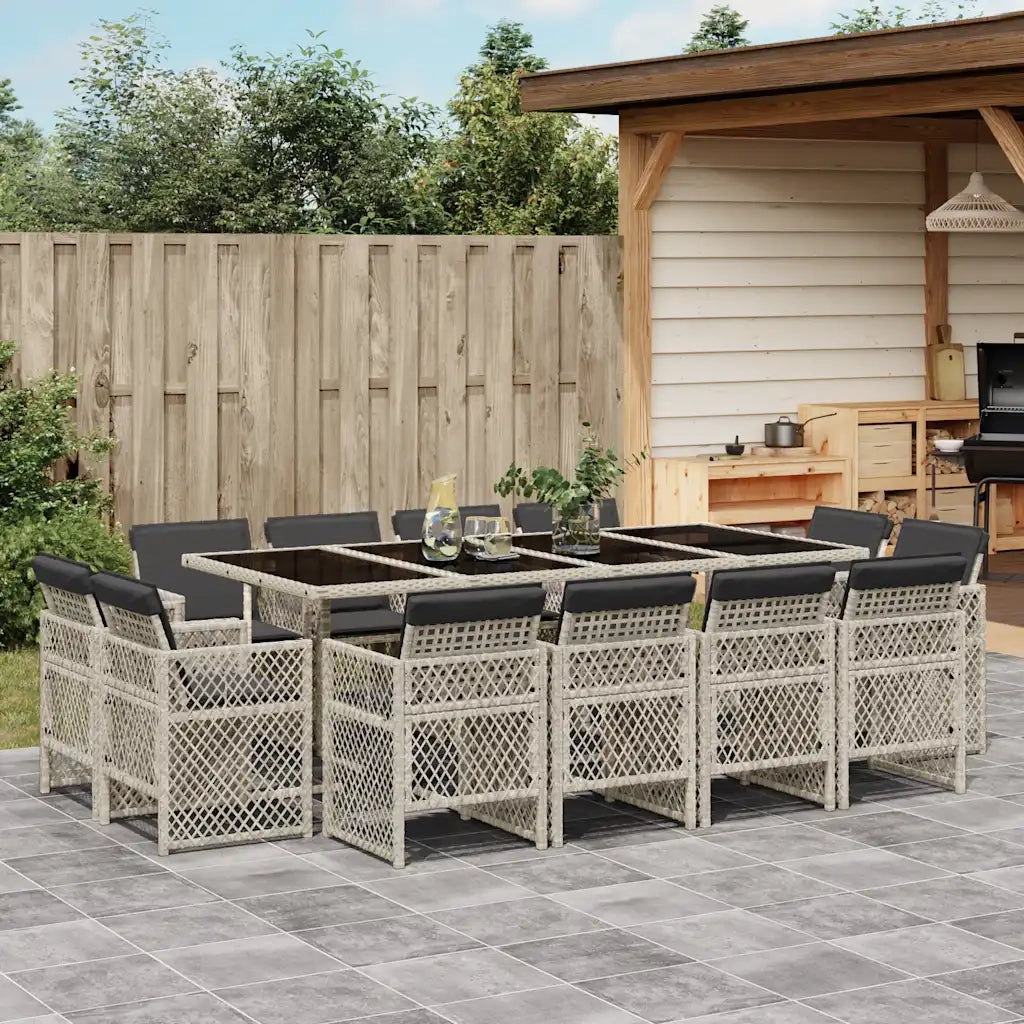 vidaXL Set da Pranzo da Giardino 13pz con Cuscini Grigio in Polyrattan
