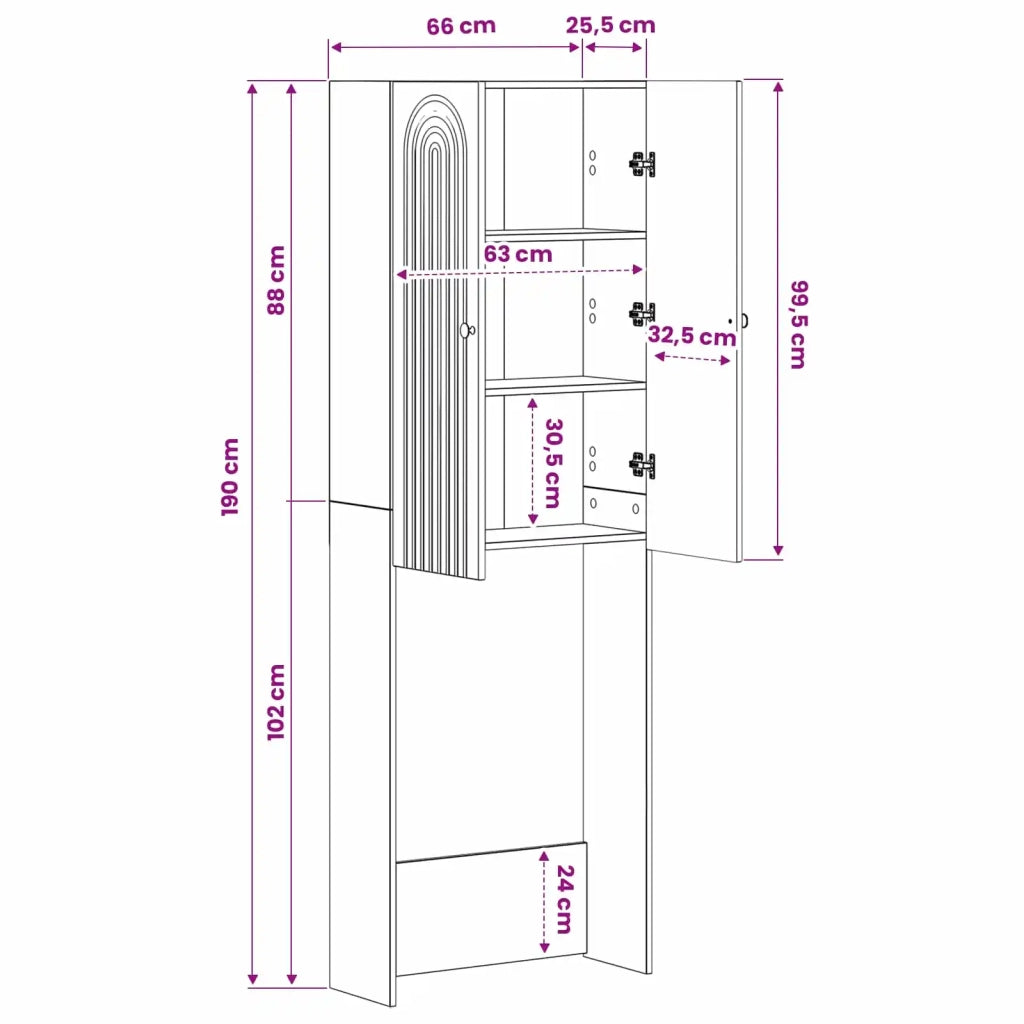 Mobile Bagno ALKMAAR Grigio Cemento 66 x 25,5 x 190 cm 896258