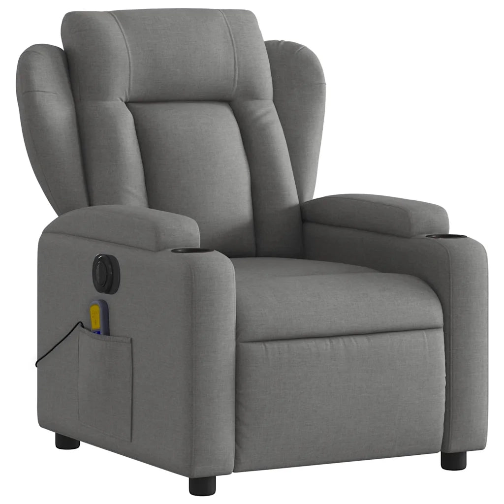 Poltrona Reclinabile Massaggio Elettrica Grigio Scuro Tessuto 3204471