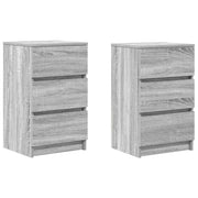 Set di 2 Comodini | Armadio da Notte | Mobiletto da notte con 3 Cassetti Grigio Sonoma 39x35x65 cm