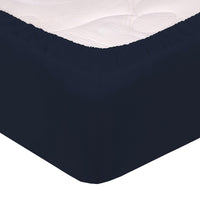 Lenzuolo Sotto 1 Piazza e Mezzo con Angoli ed Elastico Tinta Unita Blu Scuro