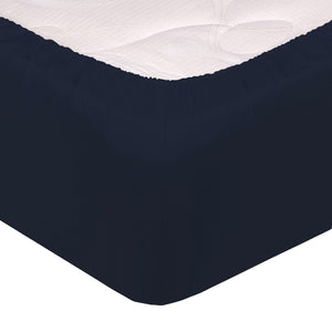 Lenzuolo Sotto 1 Piazza e Mezzo con Angoli ed Elastico Tinta Unita Blu Scuro