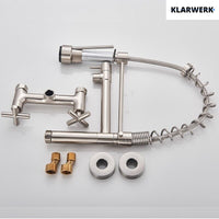 Bjorn | Rubinetto da parete gastronomia argent Rubinetto cucina professionale in acciaio inox con due doccette|doppio lavello da parete ristorante