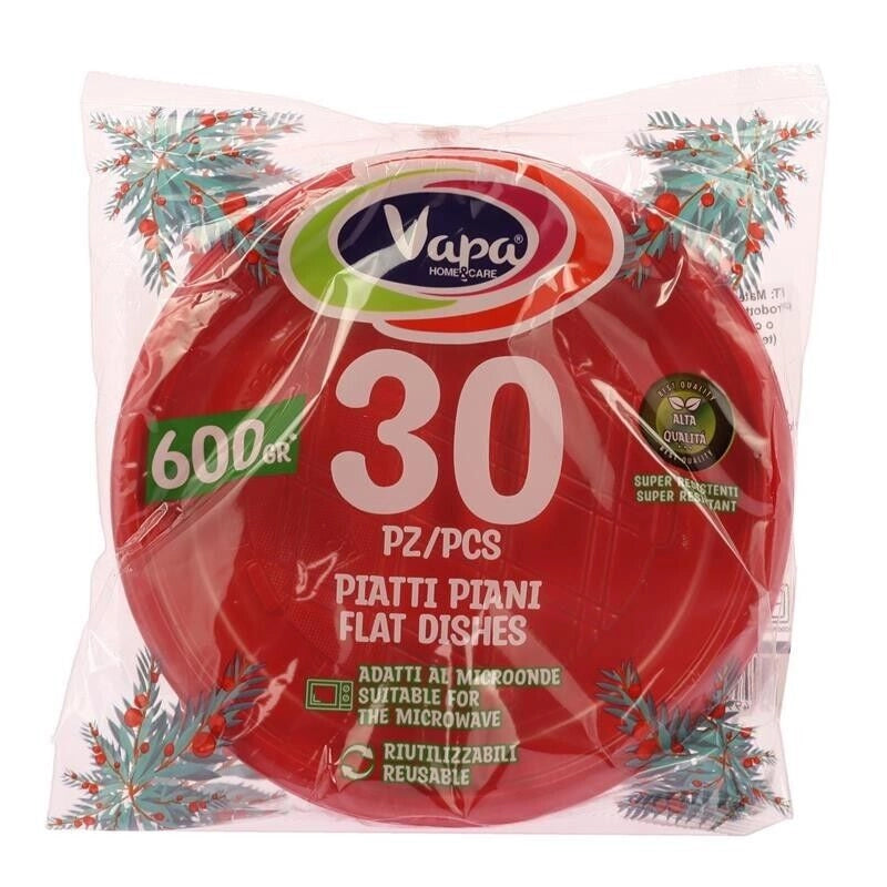 SET 90 PIATTI PIANI ROSSI NATALIZI RIUTILIZZABILI E ADATTI PER MICROONDE 600 GR