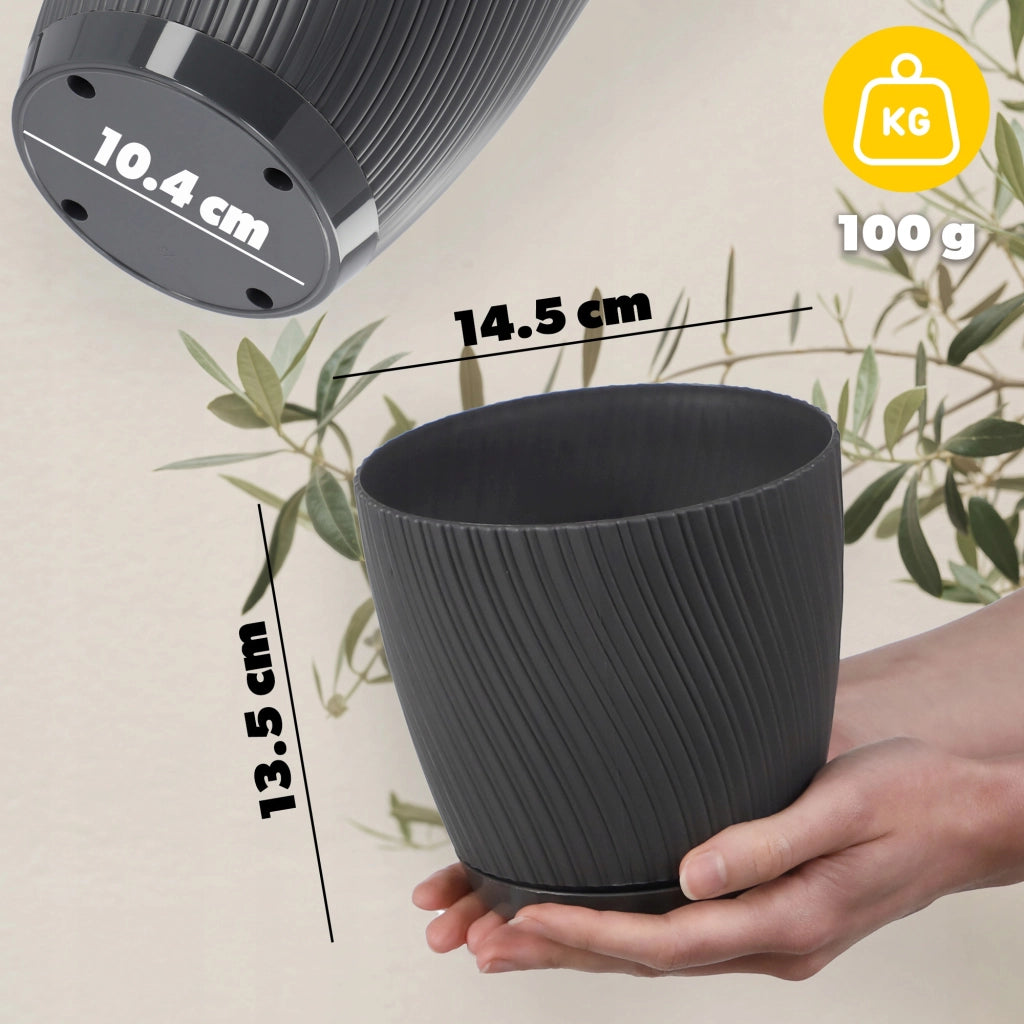 Vaso da fiori KADAX con supporto, coperchio, ciotola rotonda, 15 cm, grigio