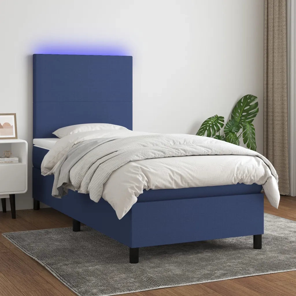 Letto a Molle con Materasso e LED Blu 90x190 cm in Tessuto 3134683