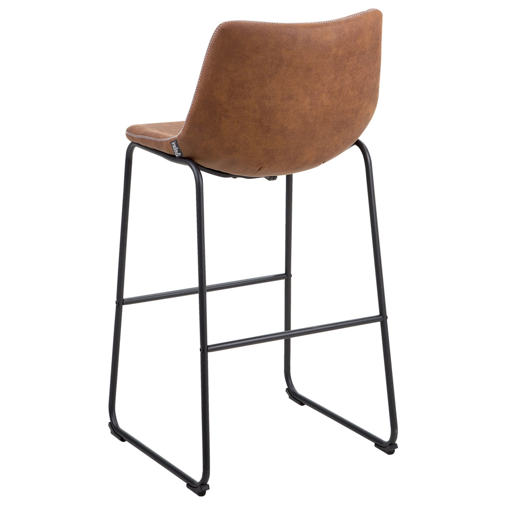 Set di 2 sgabelli da bar rivestimento in tessuto marrone gambe in metallo Nero poggiapiedi industriale