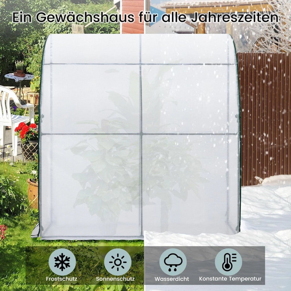 Serra da Giardino, Serra per Orto con 2 Porte Avvolgibili, Copertura per Piante con Telo PE a Rete 140 g/m2 e Telaio Metallico, Bianco, 200x100x210cm