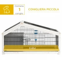 Conigliera in Legno con Casetta e Area Aperta per 1 Coniglio, 90x53x50cm, Grigio Scuro