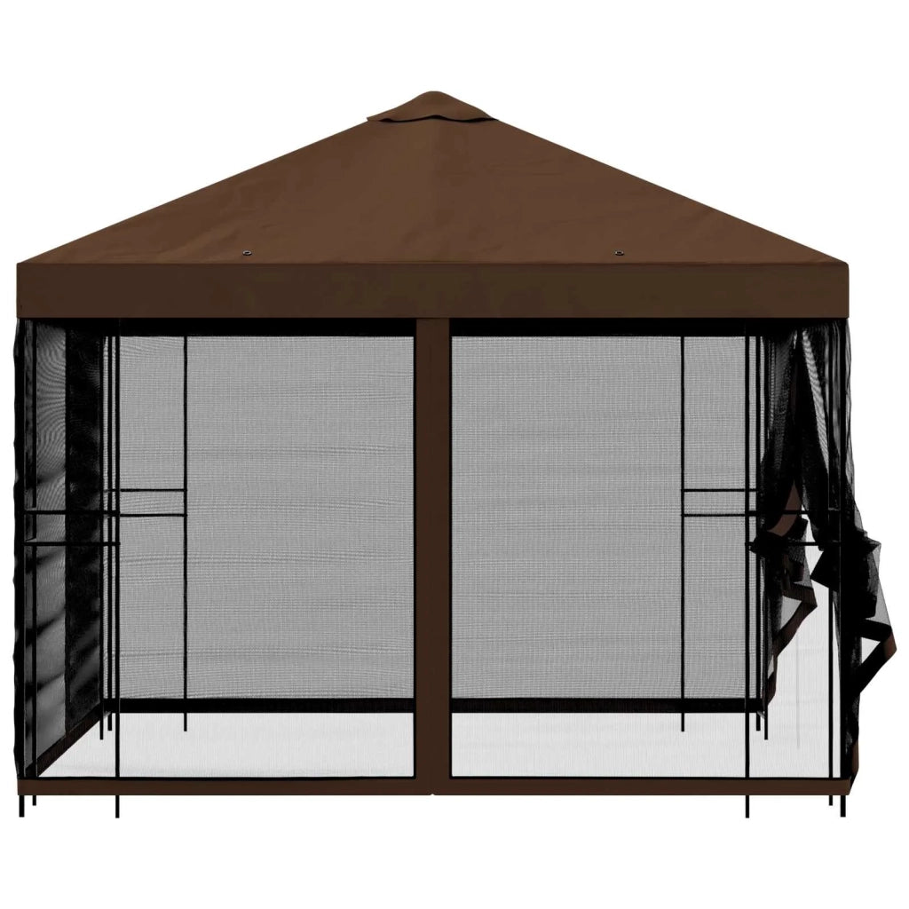 Gazebo da giardino con pareti laterali 3 x 3 m Marrone 900348