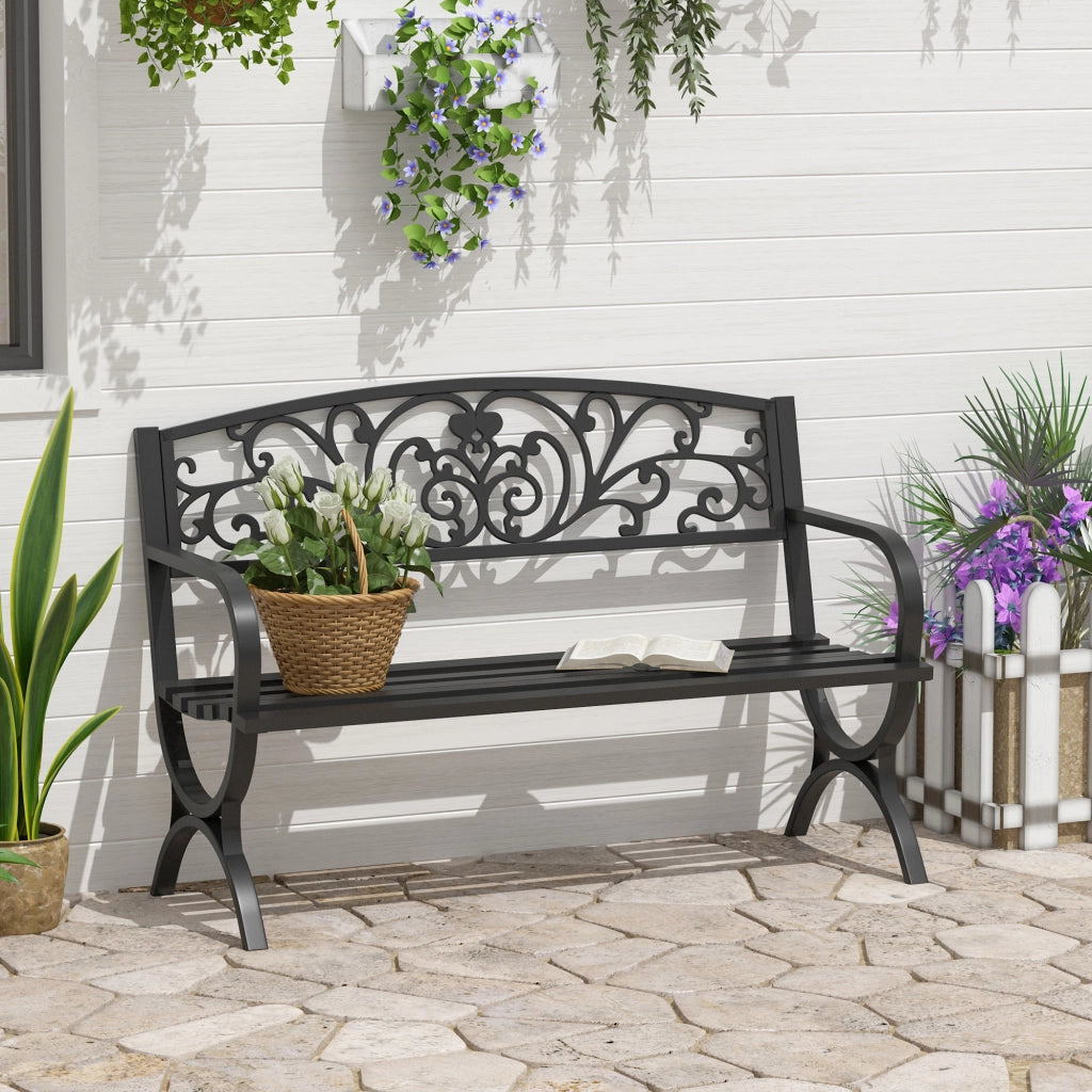 Panchina da Giardino 2 Posti ¨C ZephMum ¨C Ferro Nero 127x60x85cm