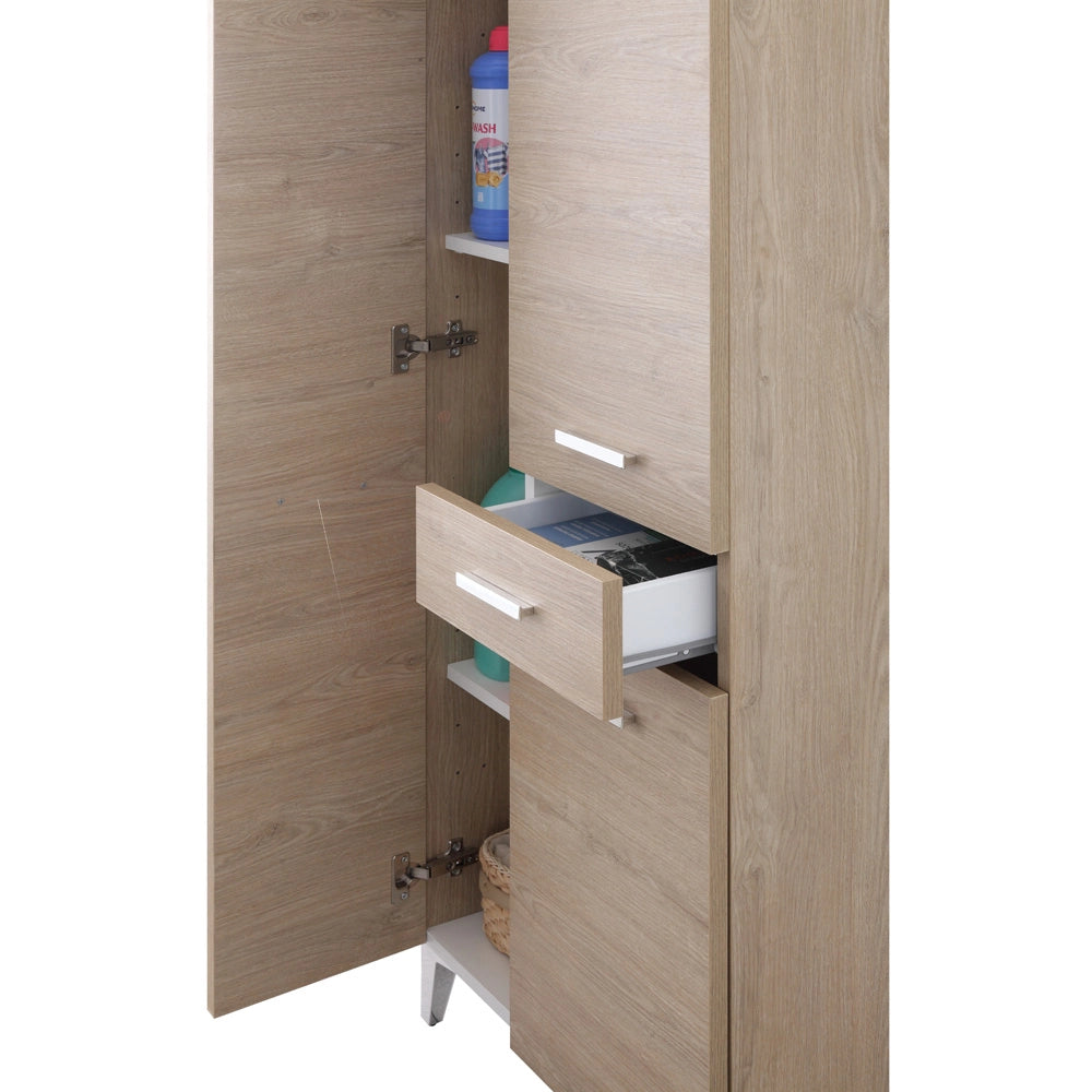 Colonna bagno a terra 60x153,5 cm rovere dolomite con 2 ante e cassetto Desya