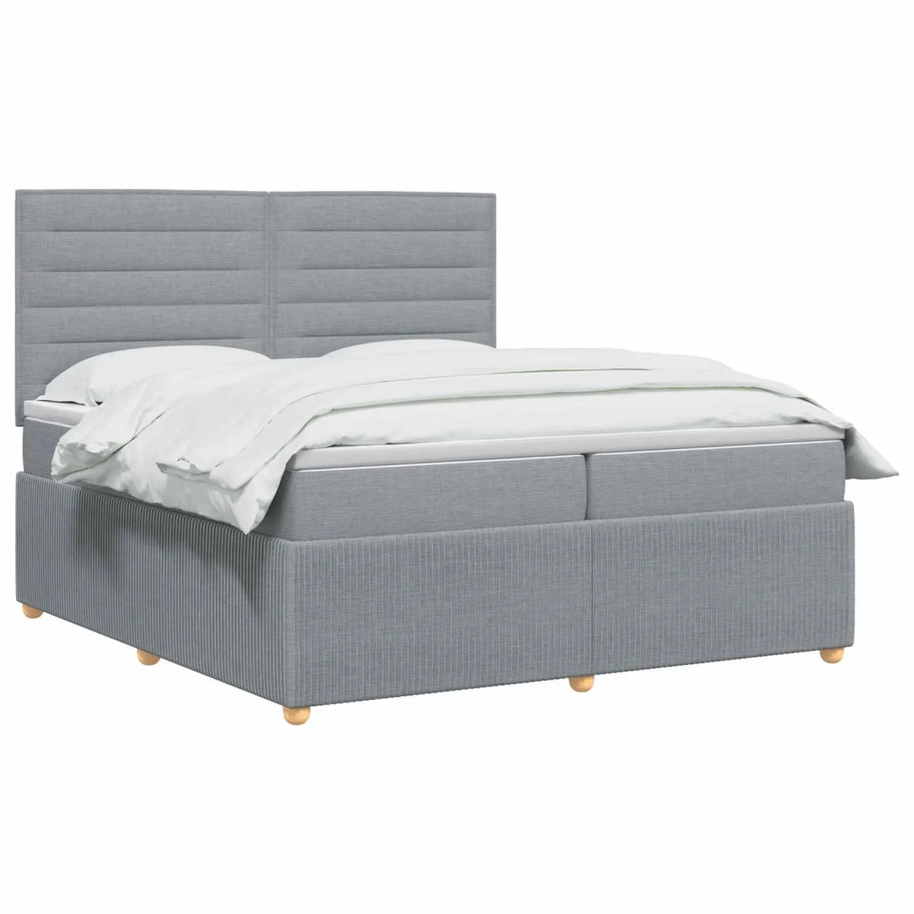Letto Box Spring LED con Materasso Grigio Chiaro 200 x 200 cm 3455930