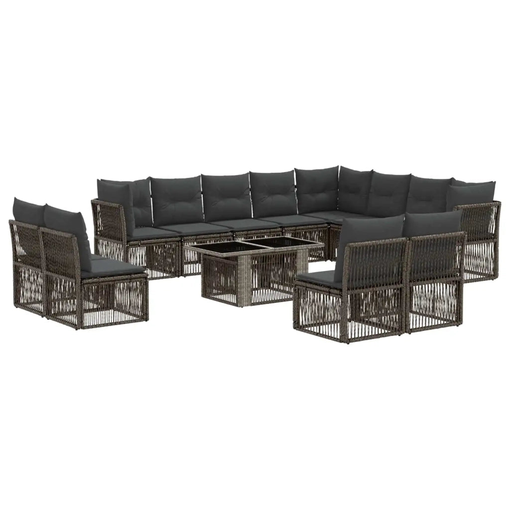 Set Divano da Giardino 13 pz Grigio polyrattan 3436559