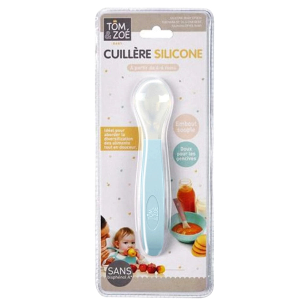 Cucchiaio neonato in silicone Blu Tom & Zoé