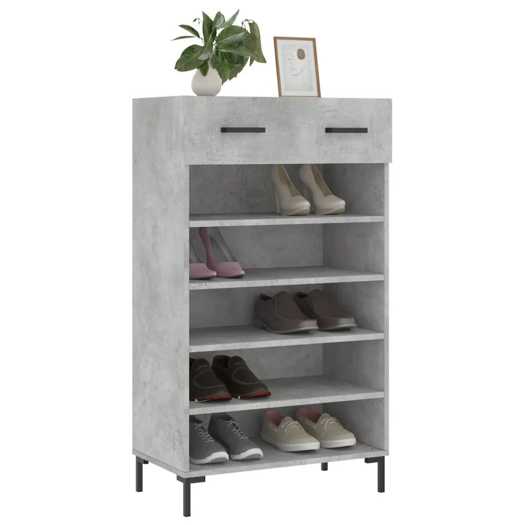 Scarpiera-Scaffale per scarpe Grigio Cemento 60x35x105 cm in Legno Multistrato 259604