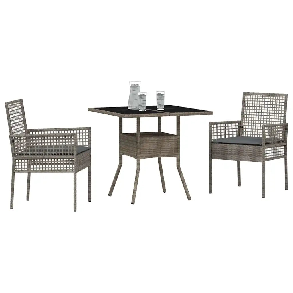Set da Pranzo per Giardino 3 pz | Set Salotto da Giardino Grigio polyrattan