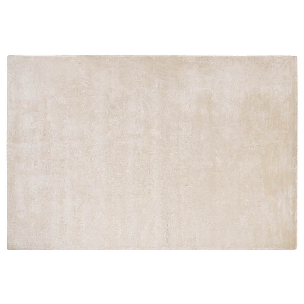 Tappeto in viscosa beige chiaro 140 x 200 cm a pelo corto capitonné moderno