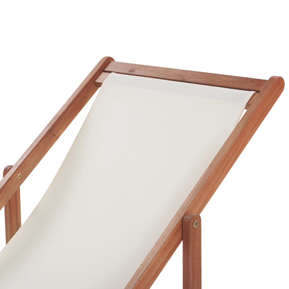 Set di 2 sedie a sdraio da giardino con struttura in legno di acacia scuro con motivo pellicano sedile ad amaca reclinabile