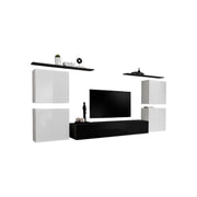Set di mobili per soggiorno SWITCH IV design, colori nero e bianco lucido.