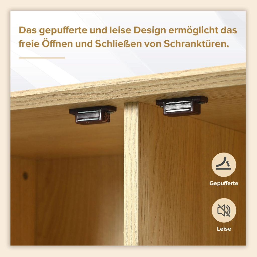 OKWISH Credenza Retrò con 1 Cassetto e 2 Ante Magnetiche, Ripiani Regolabili, per Soggiorno o Sala da Pranzo, 120×40×80 cm