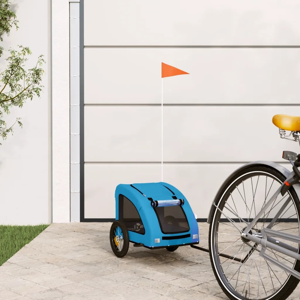 Rimorchio da Bici per Animali Blu Oxford e Ferro