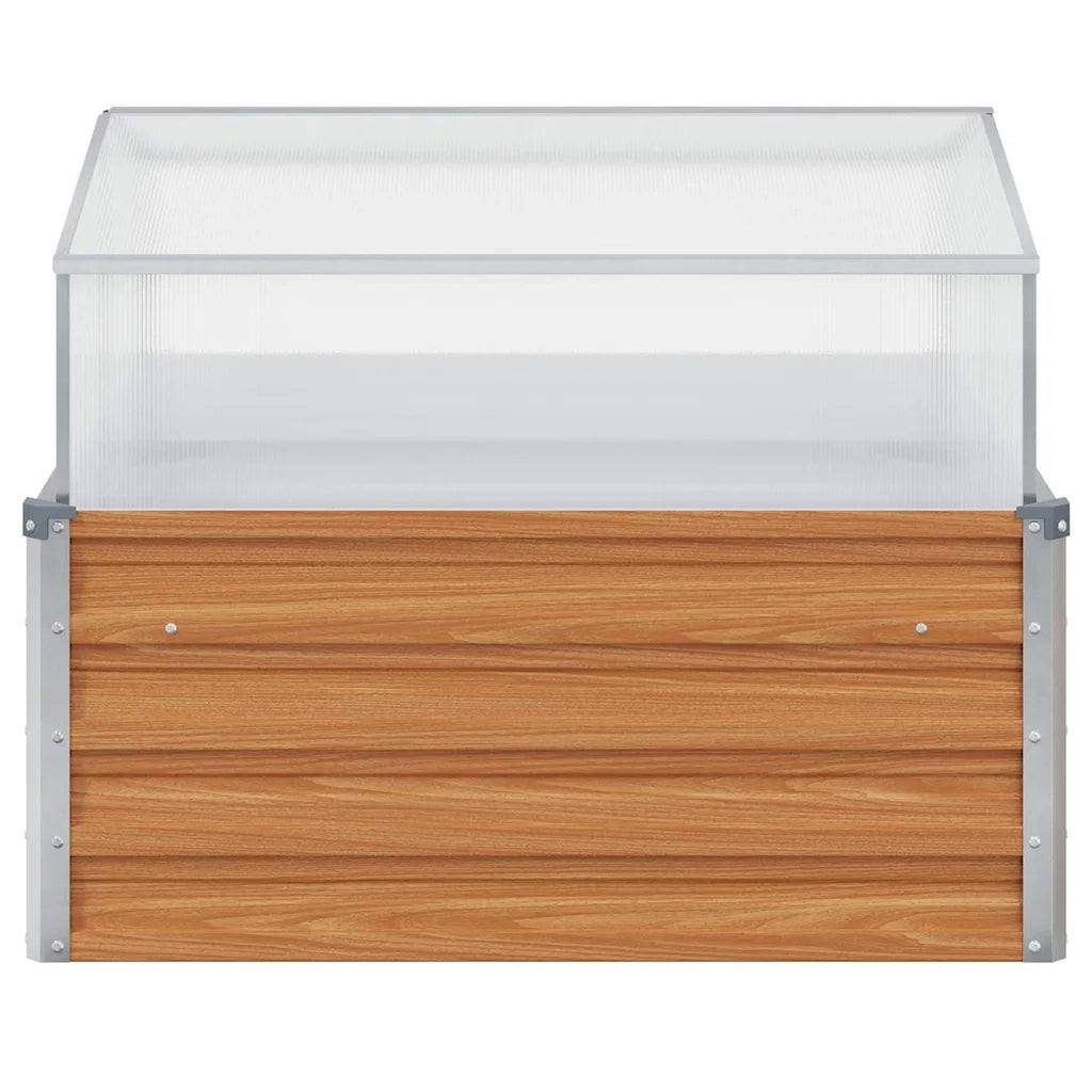 Vaso da giardino con serra-Fioriera Esterno-Contenitore per Piante Marrone Chiaro 100 x 100 x 77 cm