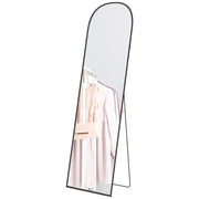 Specchio a figura intera 169 x 49 cm, specchio curvo da terra con vetro infrangibile e cornice in alluminio, specchio da parete per appoggiarsi o