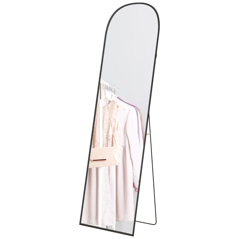 Specchio a figura intera 169 x 49 cm, specchio curvo da terra con vetro infrangibile e cornice in alluminio, specchio da parete per appoggiarsi o