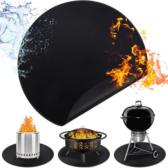 24 pollici ronde mat per sottogriglia - impermeabile e resistente all'olio - adatto per Solo Stove Bonfire - trasportabile e riutilizzabile - per terrazze, patio, prati - accessori per griglia esterna - nero
