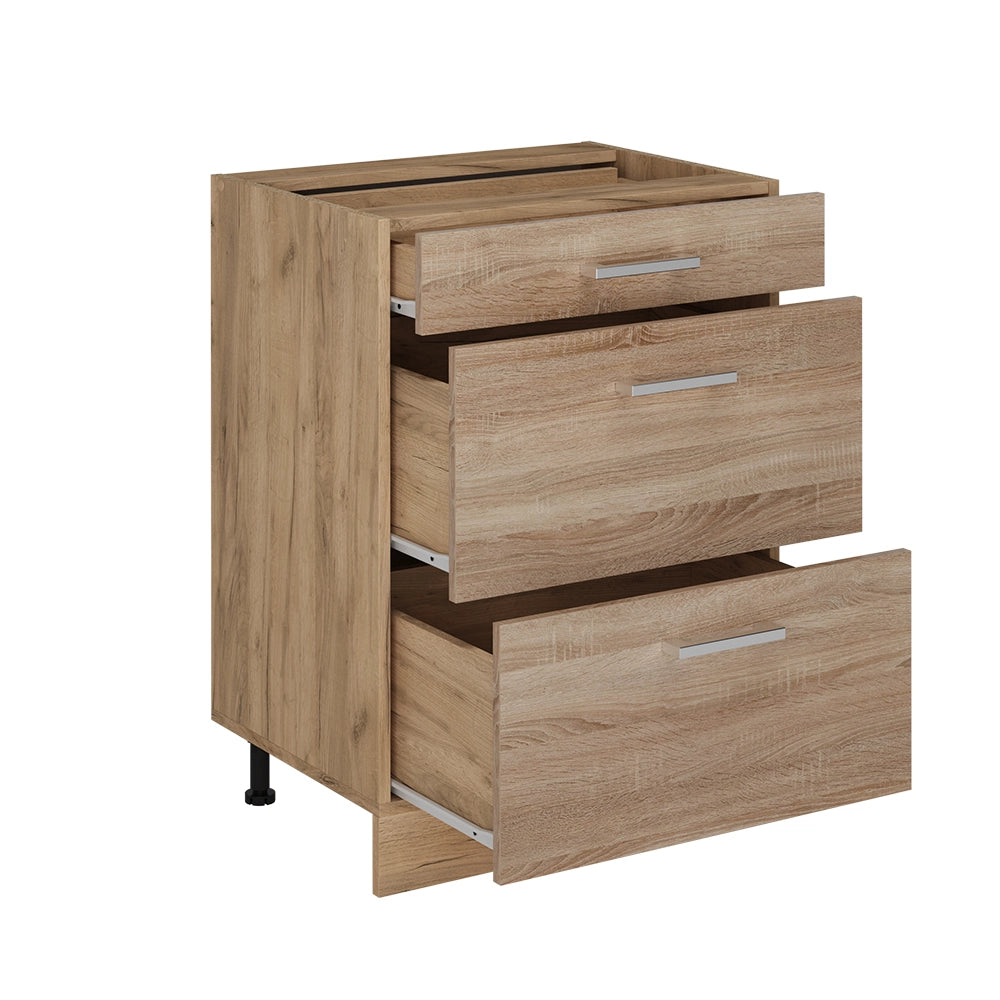Vicco Mobiletto base per cucina Sonoma 60 cm con cassetti, senza piano di lavoro