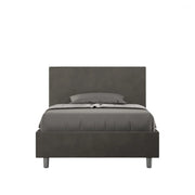 Letto imbottito 1 piazza e mezza 120x190 cm Adele - Contenitore,Microfibra,Grigio