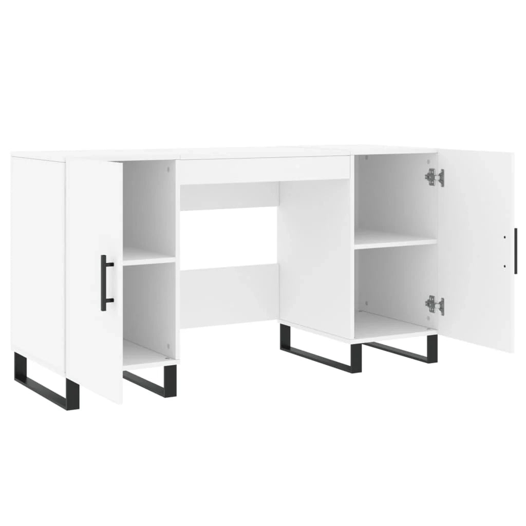 Scrivania tavolo postazione di lavoro mobile per computer studio 140 x 50 x 75 cm legno ingegnerizzato bianco 02_0023512