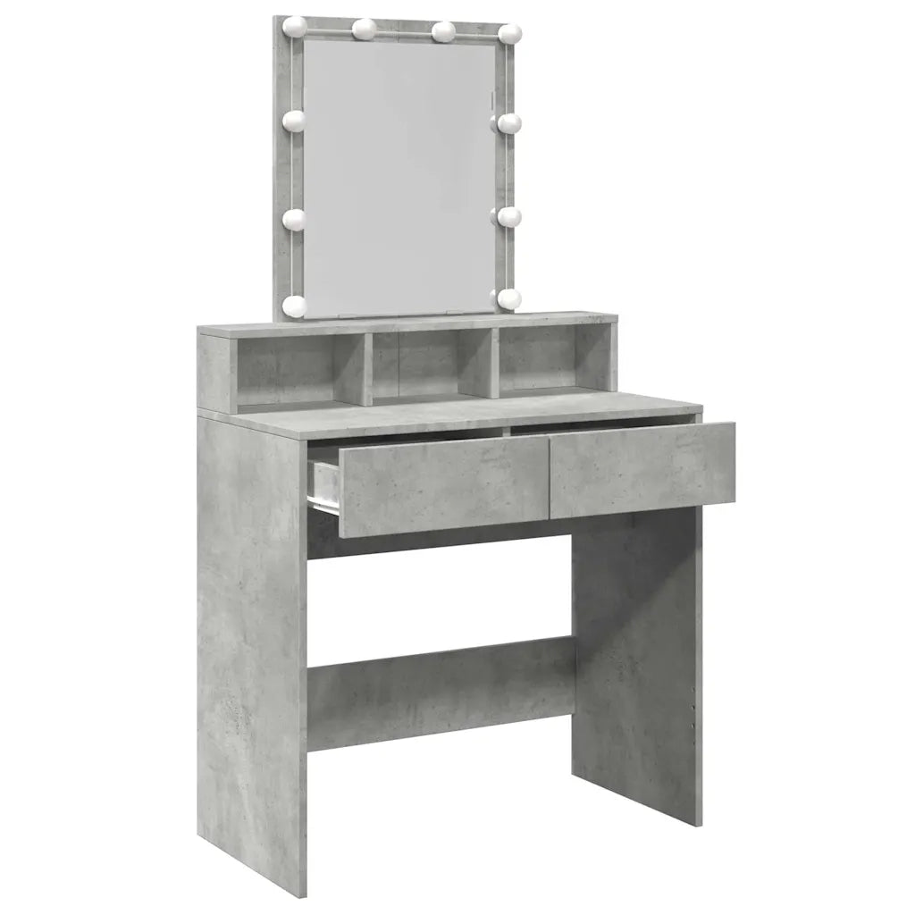 Toeletta | Tavolo da Trucco con LED Grigio Cemento 80x41x144,5 cm