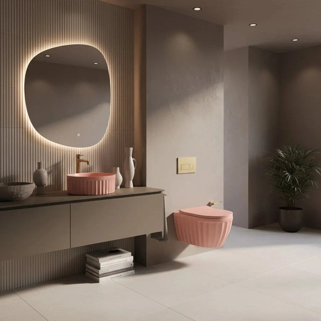 Lavabo Da Appoggio Rea Duo Sweet Pink Matt