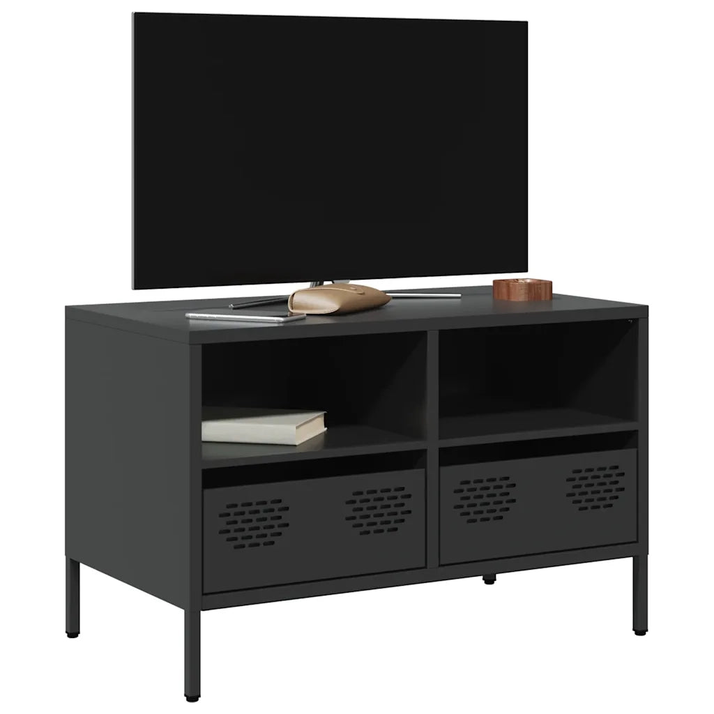 Mobile TV-Credenza per TV-Console TV Nero 68x39x43,5cm in Acciaio Laminato a Freddo 961441