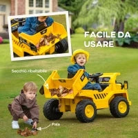 Camion Giocattolo Licenza Caterpillar con Telecomando, Fari, Secchio e Pala, 110x70.5x61.5 cm, Giallo