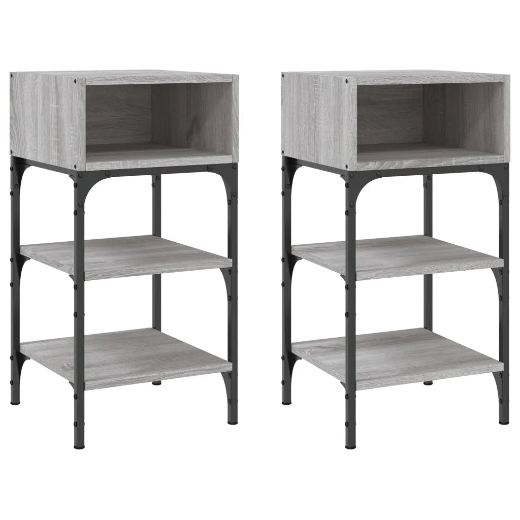 Set di 2 Comodini | Armadio da Notte | Mobiletto da notte Grigio Sonoma 35x34,5x70 cm in Legno Multistrato