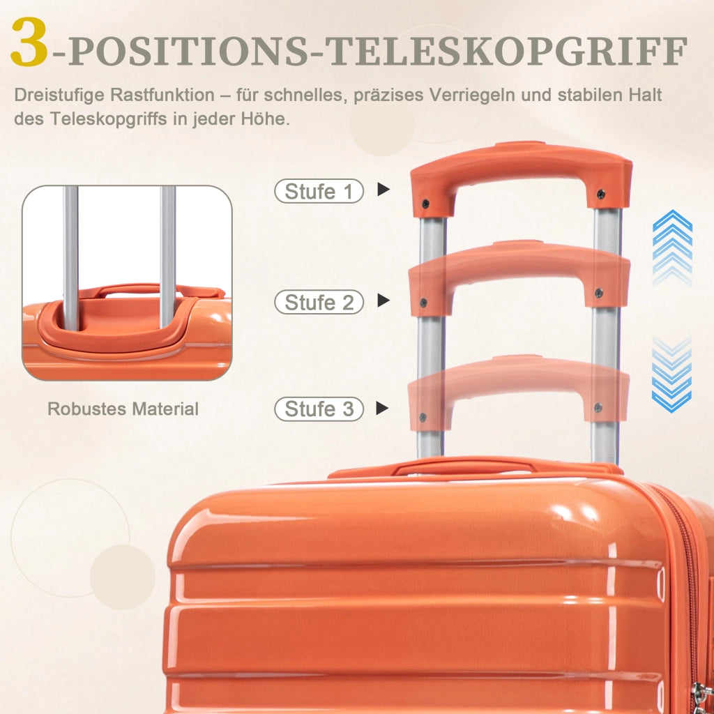 Set composto da due valigette girevoli in PC da 14"/20" con lucchetto a combinazione e trousse per cosmetici da 14" (rosse)