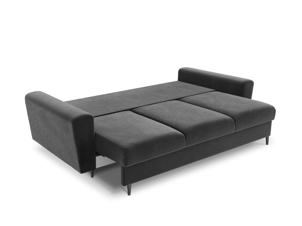 Cosmopolitan Design - Divano convertibile con contenitore "Kyoto" 3 posti in velluto grigio chiaro 