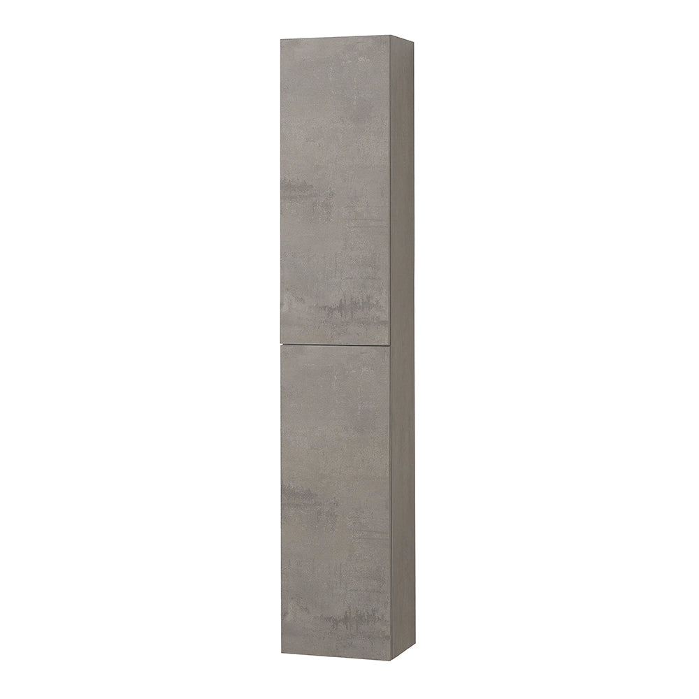 Colonna bagno sospesa H160 cm in legno grigio cemento con ripiani Leda