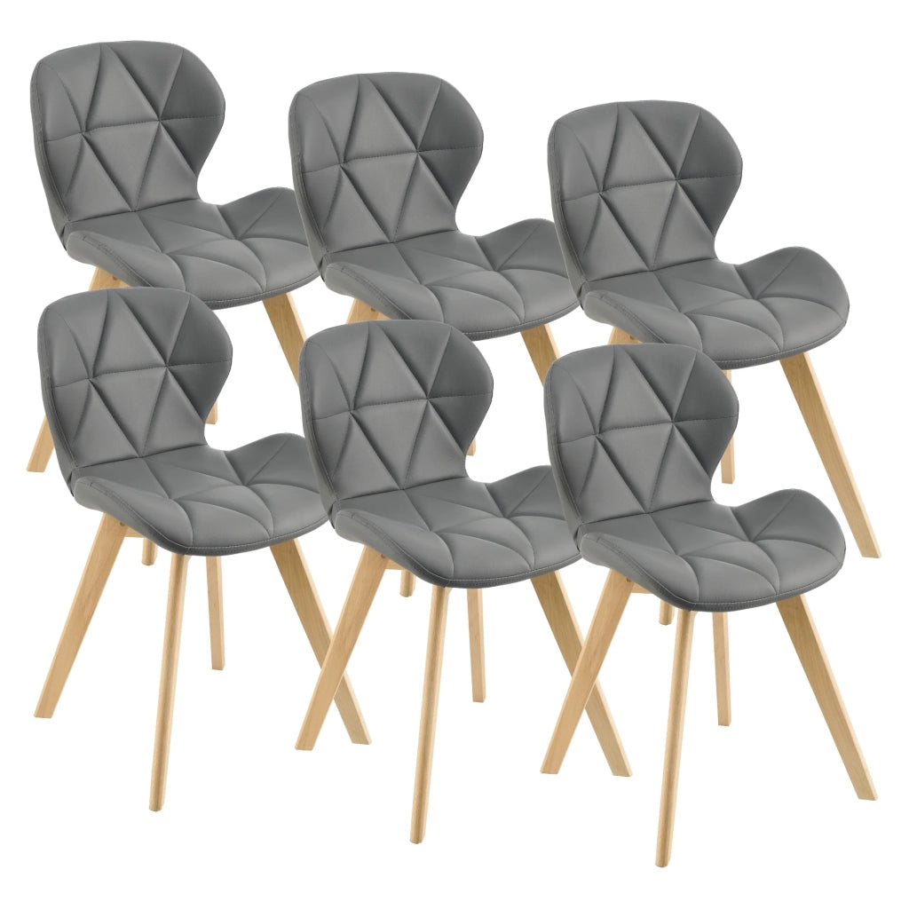 Set di 6 sedie da pranzo in similpelle 81 x 57 x 49 cm grigio 03_0006792