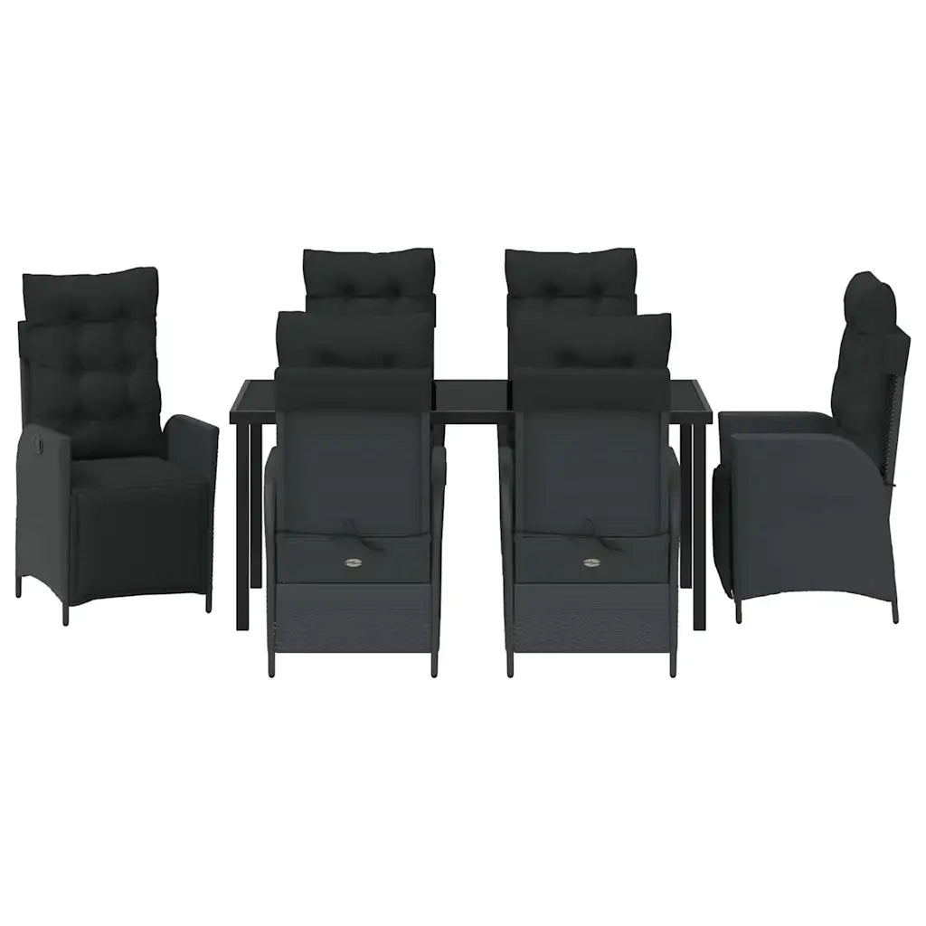 Set da Pranzo per Giardino con cuscino 7 pcs Nero polyrattan 3380537