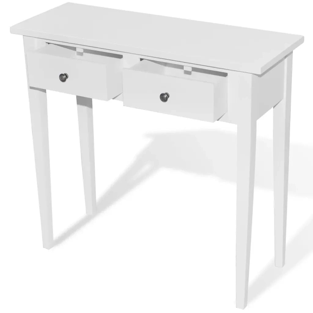 Tavolo Consolle | Tavolo d'Ingresso da Trucco con 2 Cassetti Bianco