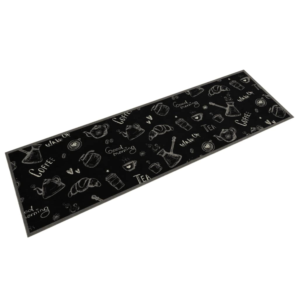 Tappetino decorativo da cucina lavabile morbido e soffice stampato 45 x 150 cm in velluto nero 02_0056423