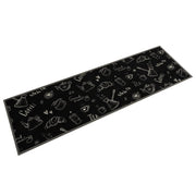 Tappetino decorativo da cucina lavabile morbido e soffice stampato 45 x 150 cm in velluto nero 02_0056423