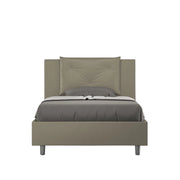Letto imbottito 1 piazza e mezza 120x190 cm Appia - Similpelle,Cappuccino,Con rete