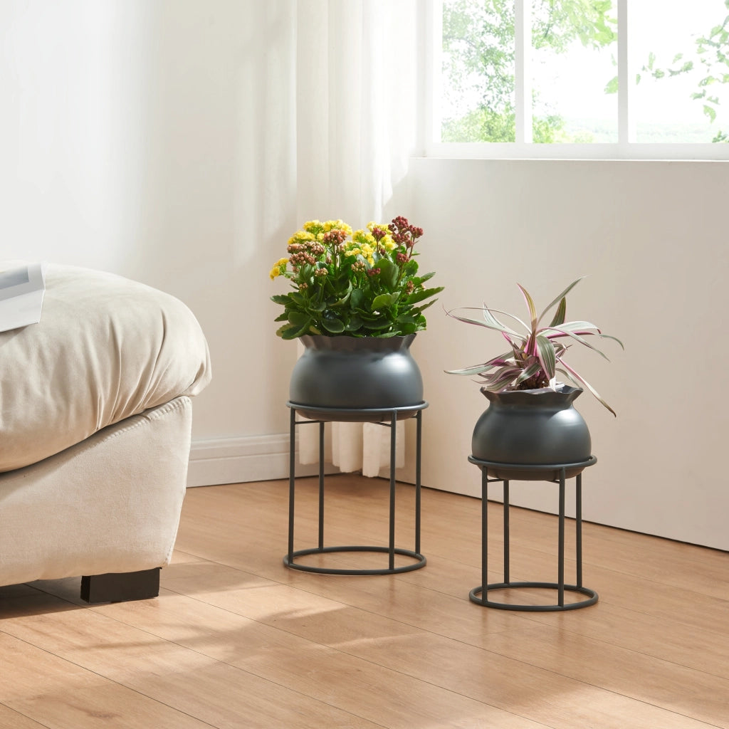 Stand Portapiante Assen 38 x 23,5 cm Metallo Nero [en.casa]