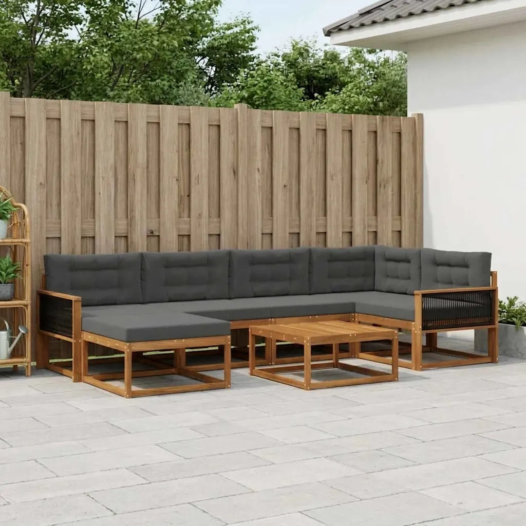 Set di divani da esterno con cuscino 7 pcs Naturale e Antracite 3382725